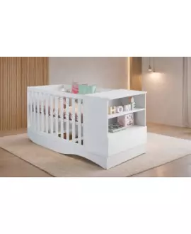 Berço com que vira Cama com  Prateleira Celinne- MobiBaby