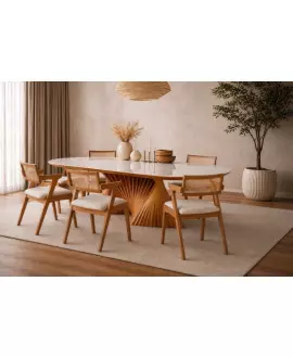 Sala de Jantar Maciça 6 cadeiras 1,80x90  Opala- Sala nobre