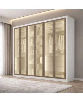 Guarda Roupa 6 Portas 6 Gavetas  GLOW GLASS - Novo Horizonte 