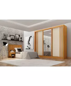 Guarda Roupa Casal com Espelho 3 Portas 4 Gavetas - Milano - Leifer Móveis