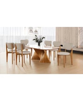 Sala de Jantar Moderna Madeira Maciça 6 Cadeiras 1,80x0,90m - Narciso - Harmonia Salas