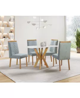 Sala de Jantar com Vidro 4 Cadeiras 1,0x0,80m - Andria - Art Salas