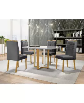 Sala de Jantar com Vidro 4 Cadeiras Madeira Maciça 1,20x0,90m - Atlas-Madri - Art Salas