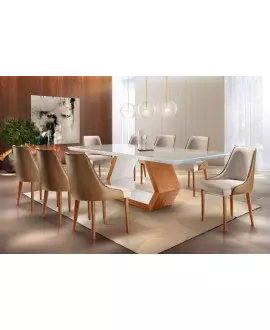 Sala de Jantar Retangular 8 Cadeiras 2,20x1,10m - Ane