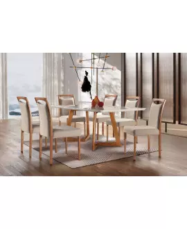 Sala de Jantar Madeira Maciça com 6 Cadeiras 1,80x0,90m - Lívia