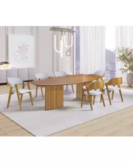 Sala de Jantar Tampo Orgânico com 6 Cadeiras 2,0x1,0m - Florença - Art Salas