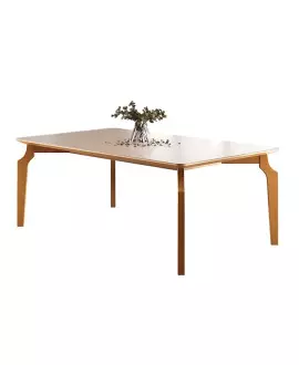Mesa de Jantar Madeira Maciça com Vidro - Lápis - Harmonia Salas