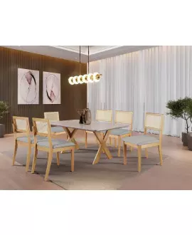 Sala de Jantar Madeira Maciça 6 Cadeiras 1,80x0,90m - Âmbar - Harmonia