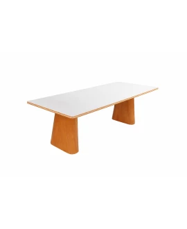 	 Mesa de Jantar Retangular com Vidro Sobreposto - Eloá - Gold Salas