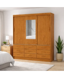 Guarda Roupa 9 Gavetas 1 Espelho Central  Sunset-Grand Line