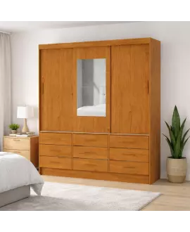 Guarda Roupa 9 Gavetas 1 Espelho Central  Sunset-Grand Line