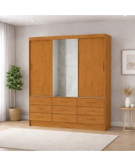 Guarda Roupa 9 Gavetas 3 Portas 1 Espelho  Sunset-Grand Line