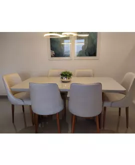 Sala de Jantar Madeira Maciça com Vidro 6 Cadeiras 1,80x0,90m - Talia - Espresso Móveis