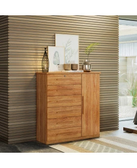 Cómoda Moderna com 6 Gavetas e Cabideiro Vision -MobiBaby