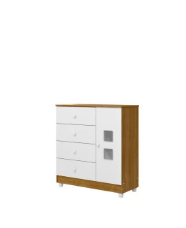 Cómoda Antitombamento com 4 Gavetas Pixel -MobiBaby