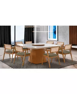 Sala de jantar quadrada 8 cadeiras maciça- Berlin - Imperial