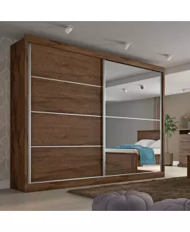 Guarda Roupa Casal com Espelho 2 Portas 4 Gavetas - Verona - Made Marc