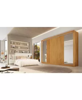 Guarda Roupa Casal Com Espelho 3 Portas 6 Gavetas - Vitoria - Móveis Europa 