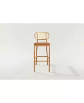 Banqueta em Madeira Maciça com Rattan - Lírio - Tendence Móveis