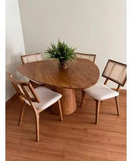 Sala de Jantar Orgânica 4 Cadeiras 1,35x1,35m - Ariel - Requinte Salas