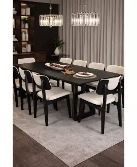 Sala de Jantar Escutural 8 Cadeiras 2,20x1,10m - Axis - Requinte Salas