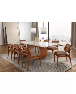 Sala de Jantar Base Laminada com 8 cadeiras 2,20x1,10m - Zeus