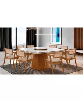 Sala de jantar quadrada 8 cadeiras maciça- Berlin - Imperial