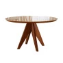 Mesa de Jantar Redonda Madeira Maciça com Vidro - Ametista - Harmonia Salas