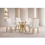Sala de Jantar com Vidro 4 Cadeiras 90x90m - Andria - Art Salas
