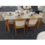 Sala de Jantar madeira maciça com vidro  6 Cadeiras 1,80x1,0m - Esparta- Requinte Salas