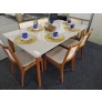 Sala de Jantar madeira maciça com vidro  6 Cadeiras 1,80x1,0m - Esparta- Requinte Salas
