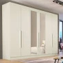 Guarda Roupa Casal com Espelho 6 Portas 6 Gavetas - Oslo-Off white - Made Marcs ENVIO IMEDIATO