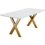 Mesa de Jantar com Vidro Madeira Maciça - Munique - Móveis Mundial
