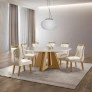 Sala de Jantar 6 Cadeiras com Vidro 1,35m - Rubi Veneza - LJ Móveis