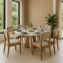 Sala de Jantar 8 Cadeiras com Vidro 1,35m - Rubi Jade - LJ Móveis